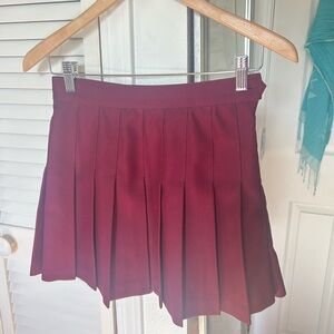 Los Angeles Apparel Pleated Mini Skirt in Wine